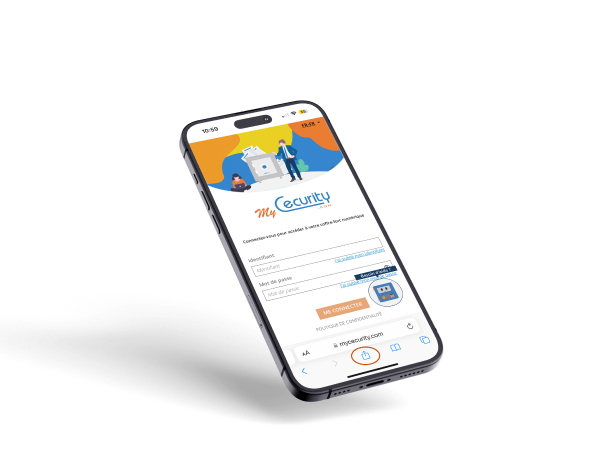 Ecran de connexion du coffre-fort du salarié en version mobile